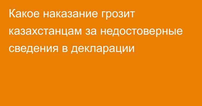 Какое наказание грозит казахстанцам за недостоверные сведения в декларации