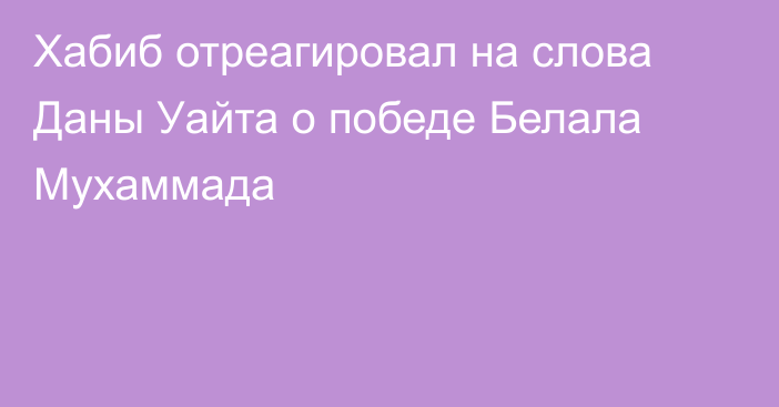 Хабиб отреагировал на слова Даны Уайта о победе Белала Мухаммада