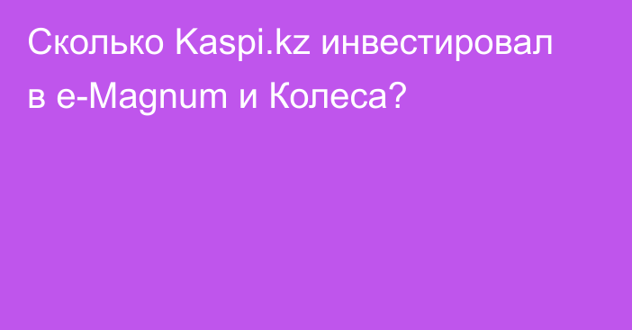 Сколько Kaspi.kz инвестировал в e-Magnum и Колеса?