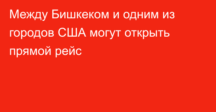 Между Бишкеком и одним из городов США могут открыть прямой рейс