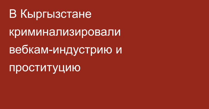 В Кыргызстане криминализировали вебкам-индустрию и проституцию