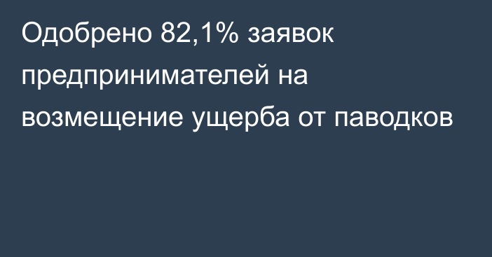 Одобрено 82,1% заявок предпринимателей на возмещение ущерба от паводков