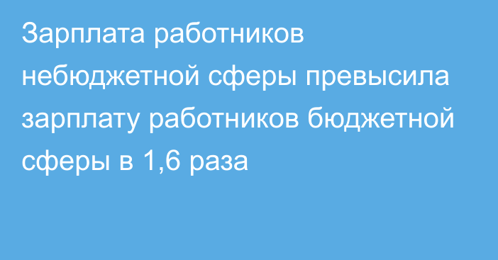 Зарплата работников небюджетной сферы превысила зарплату работников бюджетной сферы в 1,6 раза