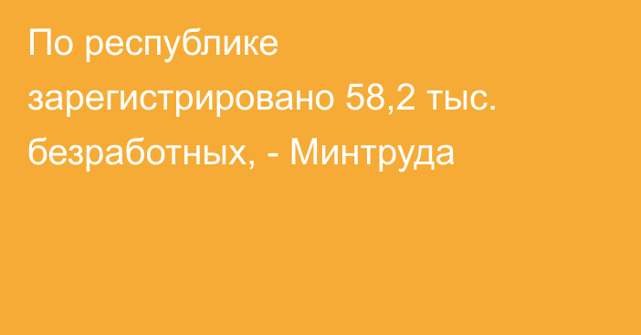 По республике зарегистрировано 58,2 тыс. безработных, - Минтруда