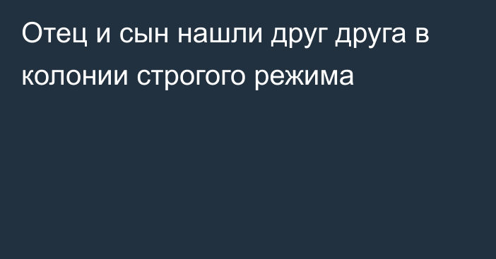 Отец и сын нашли друг друга в колонии строгого режима