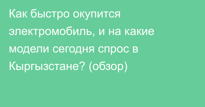 Как быстро окупится электромобиль, и на какие модели сегодня спрос в Кыргызстане? (обзор)