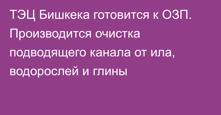 ТЭЦ Бишкека готовится к ОЗП. Производится очистка подводящего канала от ила, водорослей и глины