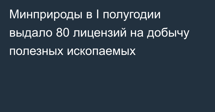 Минприроды в I полугодии выдало 80 лицензий на добычу полезных ископаемых