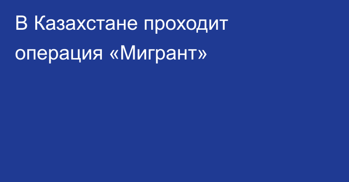 В Казахстане проходит операция «Мигрант»