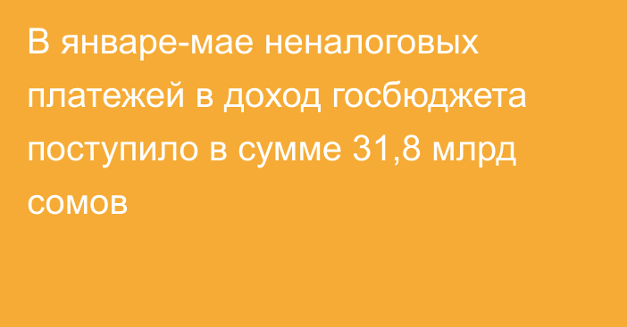 В январе-мае неналоговых платежей в доход госбюджета поступило в сумме 31,8 млрд сомов