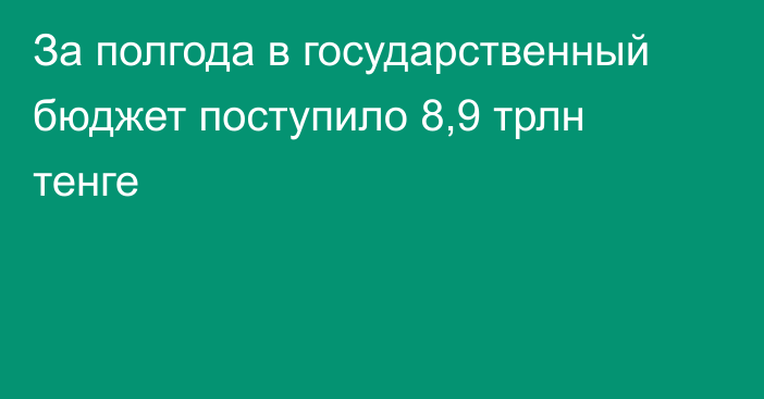 За полгода в государственный бюджет поступило 8,9 трлн тенге