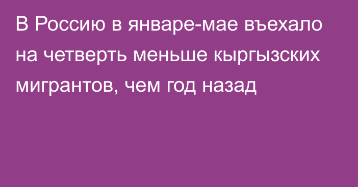 В Россию в январе-мае въехало на четверть меньше кыргызских мигрантов, чем год назад 