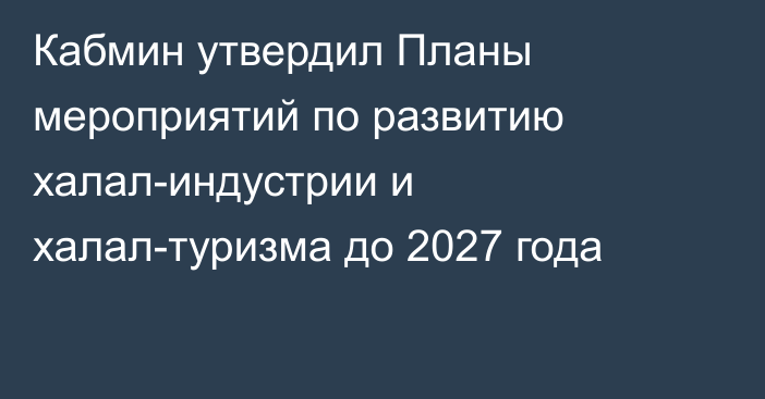 Кабмин утвердил Планы мероприятий по развитию халал-индустрии и халал-туризма до 2027 года