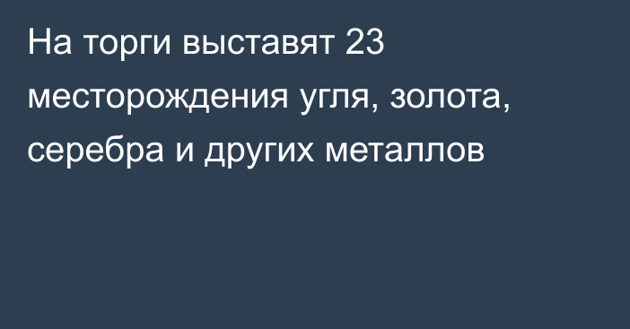 На торги выставят 23 месторождения угля, золота, серебра и других металлов