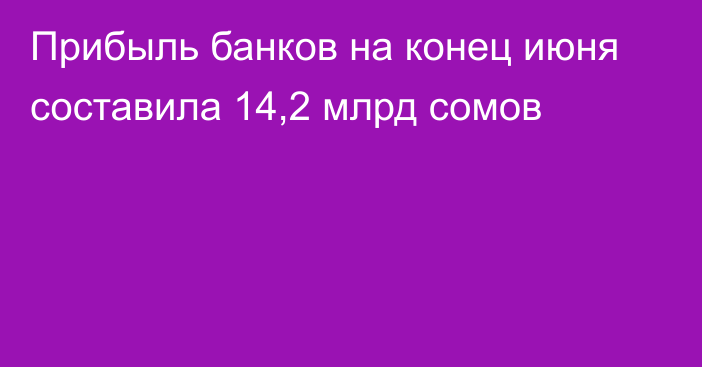 Прибыль банков на конец июня составила 14,2 млрд сомов