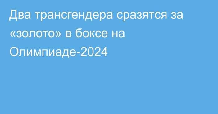 Два трансгендера сразятся за «золото» в боксе на Олимпиаде-2024