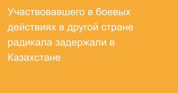 Участвовавшего в боевых действиях в другой стране радикала задержали в Казахстане