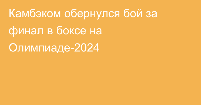 Камбэком обернулся бой за финал в боксе на Олимпиаде-2024