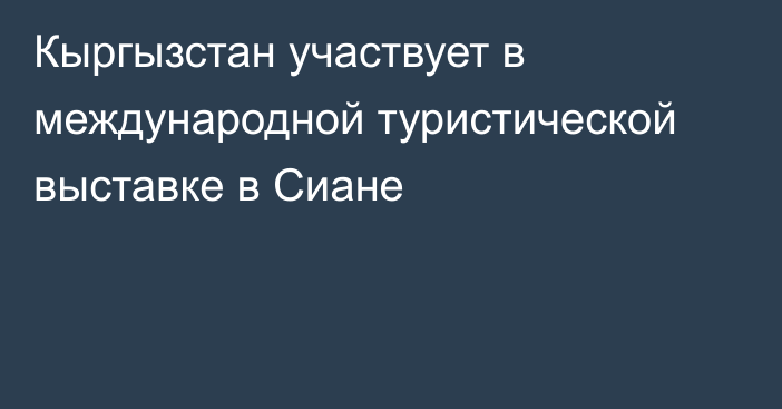 Кыргызстан участвует в международной туристической выставке в Сиане