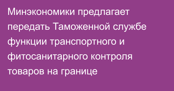 Минэкономики предлагает передать Таможенной службе функции транспортного и фитосанитарного контроля товаров на границе