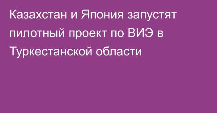 Казахстан и Япония запустят пилотный проект по ВИЭ в Туркестанской области