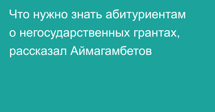 Что нужно знать абитуриентам о негосударственных грантах, рассказал Аймагамбетов