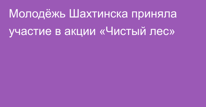 Молодёжь Шахтинска приняла участие в акции «Чистый лес»