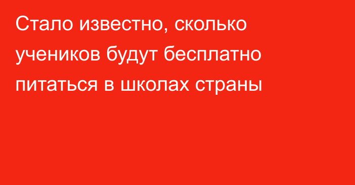 Стало известно, сколько учеников будут бесплатно питаться в школах страны