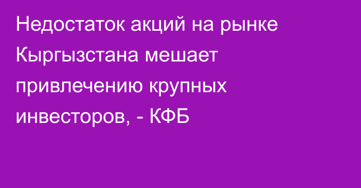 Недостаток акций на рынке Кыргызстана мешает привлечению крупных инвесторов, - КФБ