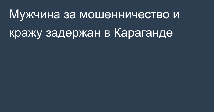 Мужчина за мошенничество и кражу задержан в Караганде