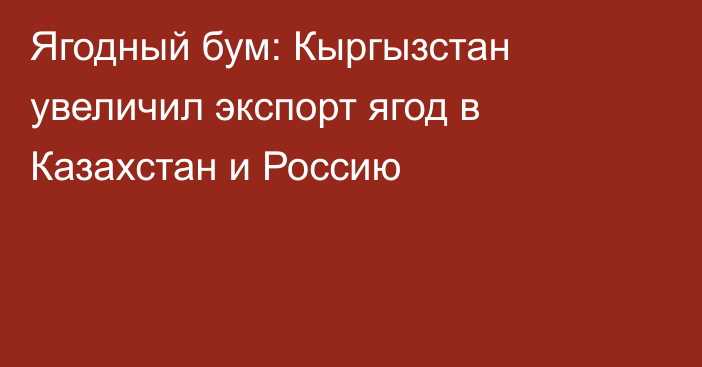 Ягодный бум: Кыргызстан увеличил экспорт ягод в Казахстан и Россию