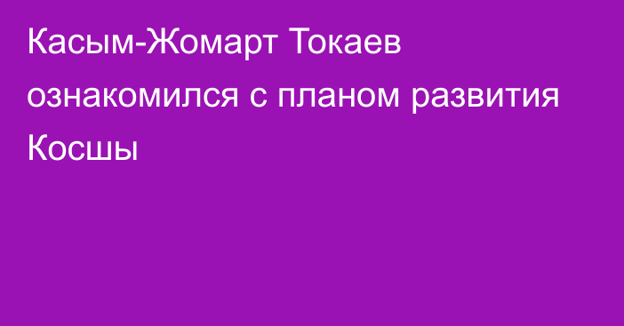 Касым-Жомарт Токаев ознакомился с планом развития Косшы