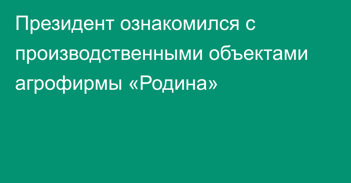 Президент ознакомился с производственными объектами агрофирмы «Родина»