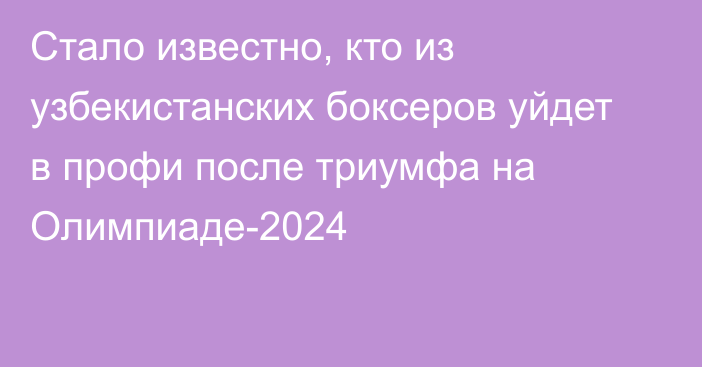 Стало известно, кто из узбекистанских боксеров уйдет в профи после триумфа на Олимпиаде-2024