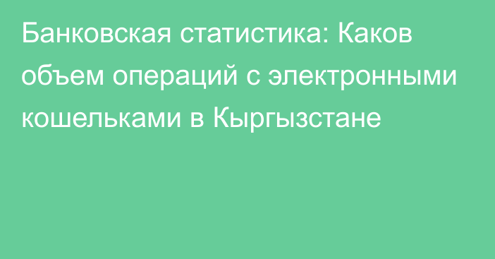 Банковская статистика: Каков объем операций с электронными кошельками в Кыргызстане