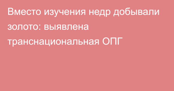 Вместо изучения недр добывали золото: выявлена транснациональная ОПГ