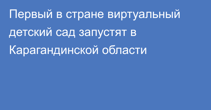 Первый в стране виртуальный детский сад запустят в Карагандинской области