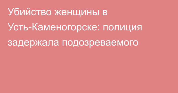 Убийство женщины в Усть-Каменогорске: полиция задержала подозреваемого