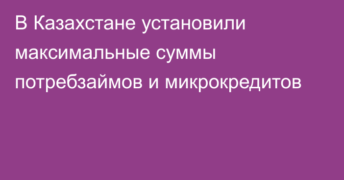 В Казахстане установили максимальные суммы потребзаймов и микрокредитов