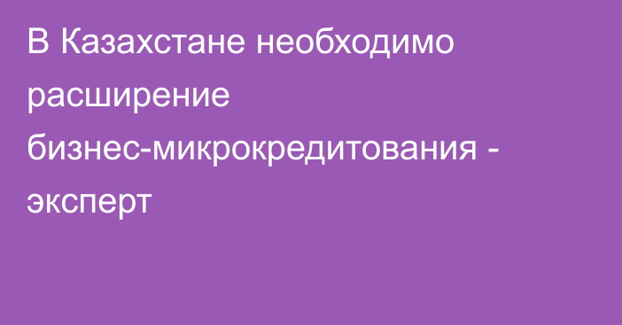 В Казахстане необходимо расширение бизнес-микрокредитования - эксперт