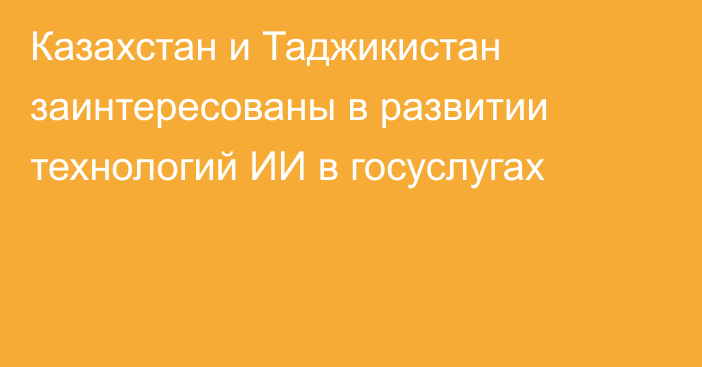 Казахстан и Таджикистан заинтересованы в развитии технологий ИИ в госуслугах