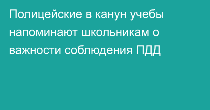 Полицейские в канун учебы напоминают школьникам о важности соблюдения ПДД