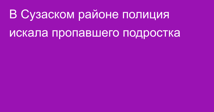 В Сузаском районе полиция искала пропавшего подростка