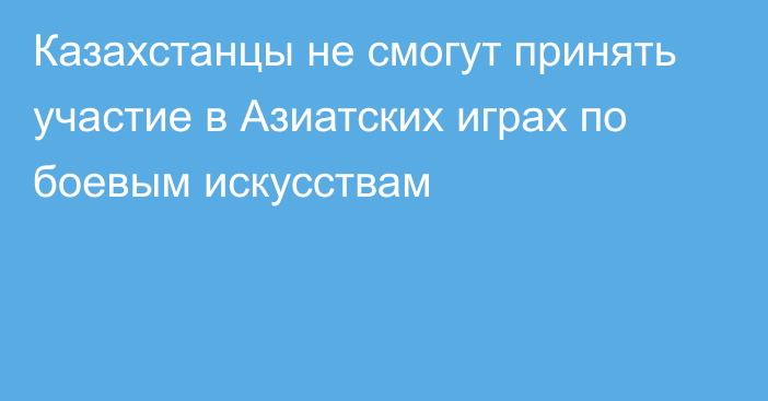 Казахстанцы не смогут принять участие в Азиатских играх по боевым искусствам