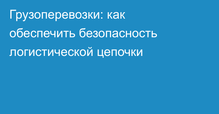 Грузоперевозки: как обеспечить безопасность логистической цепочки