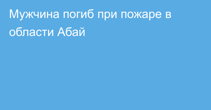 Мужчина погиб при пожаре в области Абай