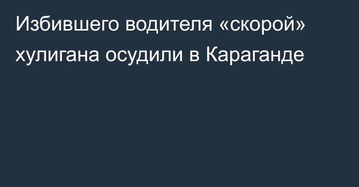 Избившего водителя «скорой» хулигана осудили в Караганде