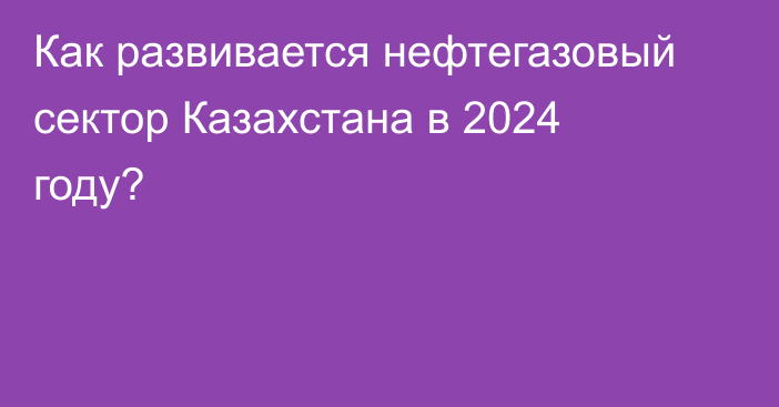 Как развивается нефтегазовый сектор Казахстана в 2024 году?