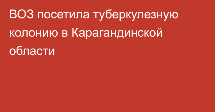 ВОЗ посетила туберкулезную колонию в Карагандинской области