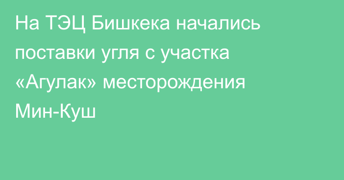 На ТЭЦ Бишкека начались поставки угля с участка «Агулак» месторождения Мин-Куш